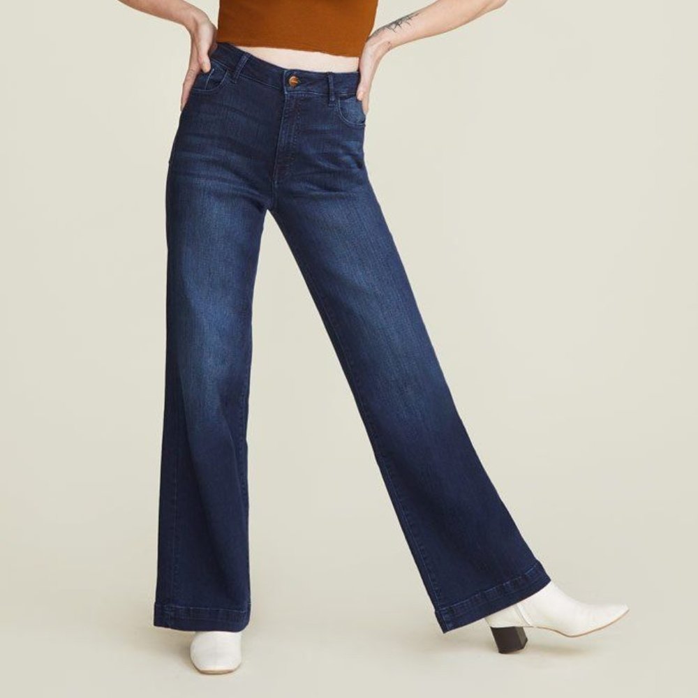 Warp + Weft Nice Cote Wide Leg Jeans in Noma